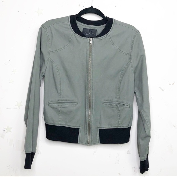 SANCTUARY olive green and black Front zipper bomber jacket - Picture 10 of 11